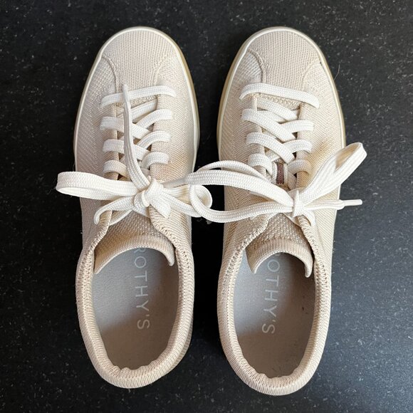 ROTHY'S "The Lace Up Sneaker," Biscuit (Cream, Beige and Brown) Sz 6 Exc. Cond. - Picture 5 of 8